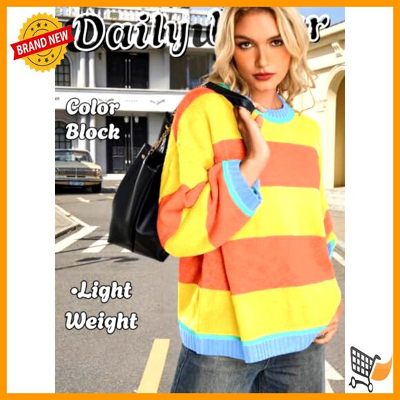 Oversized Striped Sweater, Drop Shoulder, Long Sleeve, Halloween Costume - Picture 7 of 7